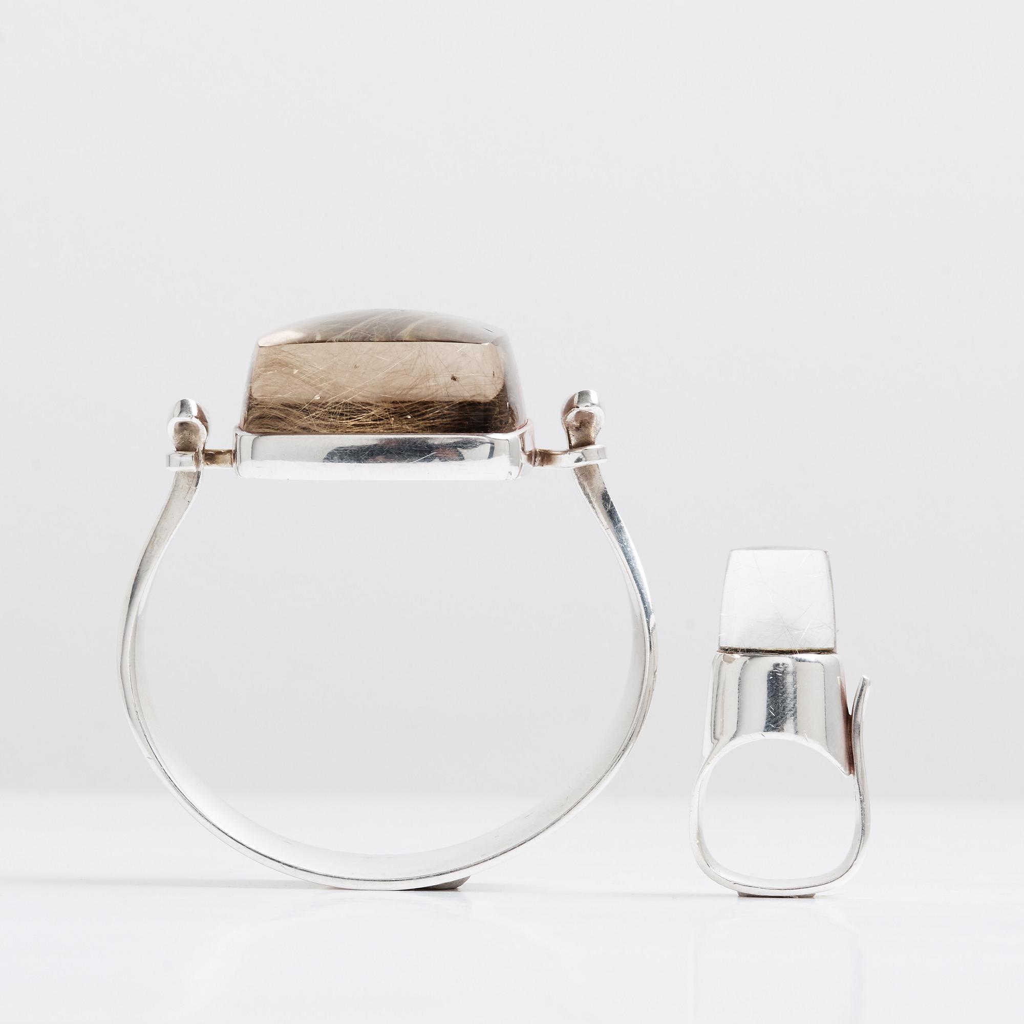 VIVANNA TORUN BÜLOW HÜBE, armring och ring, Firma Georg Jensen, Köpenhamn efter 1945, sterling.