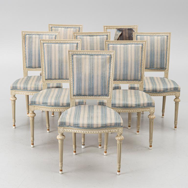Chairs, 8 pcs, late Gustavian style, around the mid-20th century.