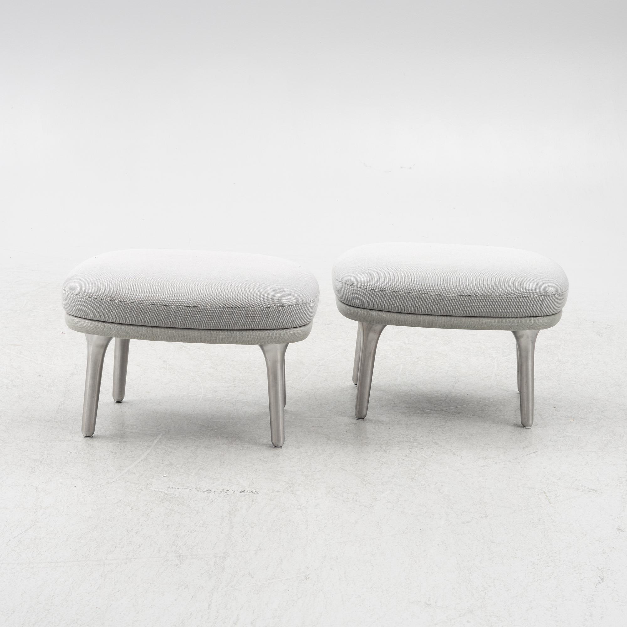 Jaime Hayon, a pair of 'Ro' lounge chairs with footstools, Fritz Hansen.