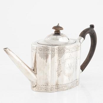 An English Silver Teapot, mark of Joshua Jackson, London 1788.