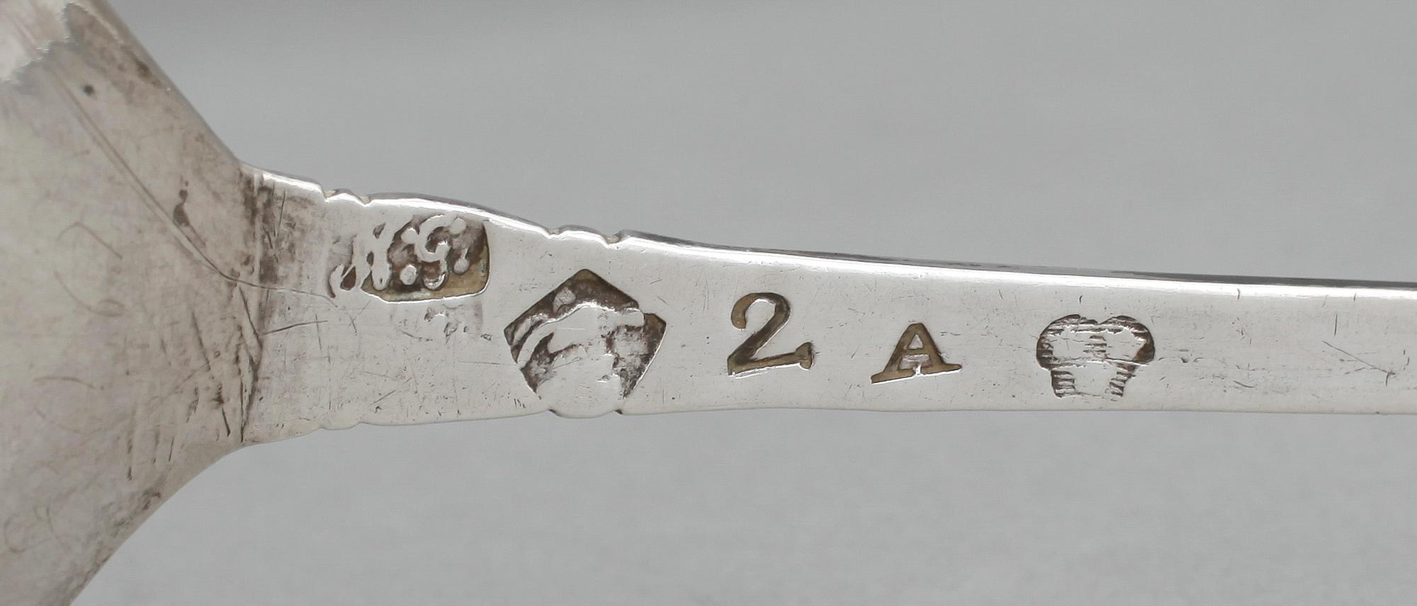 SUPSKED, silver, Nils Grubb, Hudiksvall, 1783. Vikt ca 29 gram.