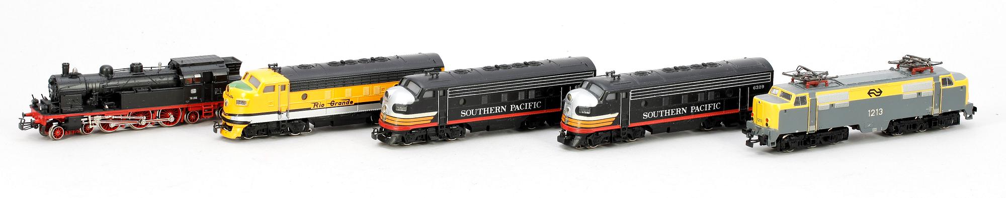 PARTI LOK, 5 st. Märklin H0 3168, 3062, 4129, 3129 samt 3106, 1900-talets andra hälft.