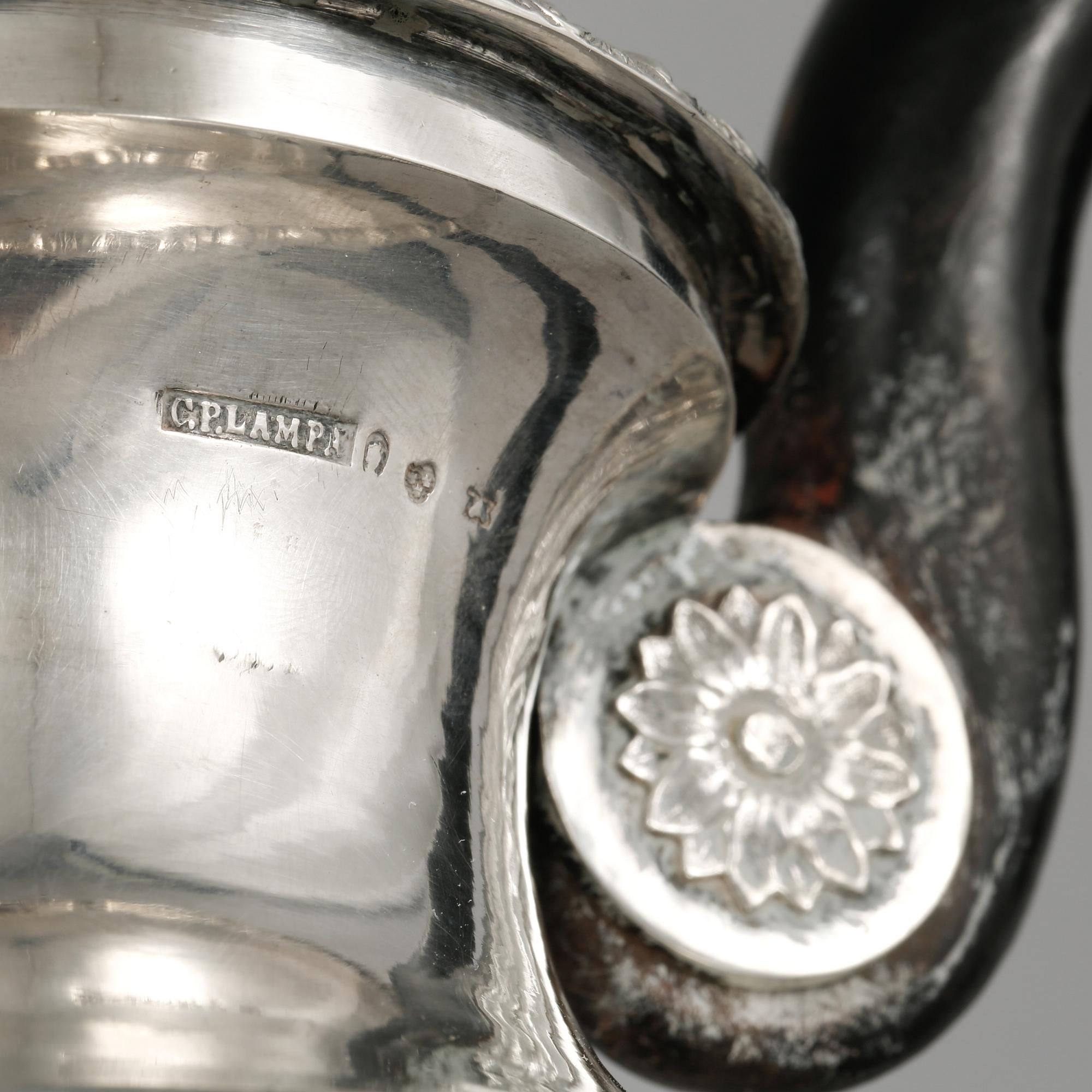 KAFFEKANNA, silver, Carl Petter Lampa, Stockholm, empire,  1830, vikt 998 gram.