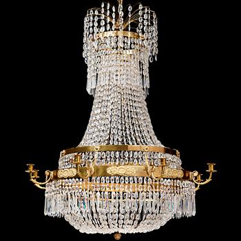 A Swedish Empire 19th century eight-light chandelier.