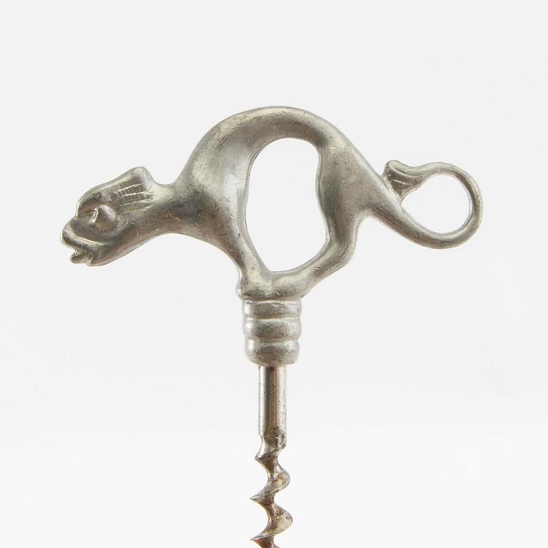 Corkscrews 6 pcs Art Nouveau early 1900s pewter.