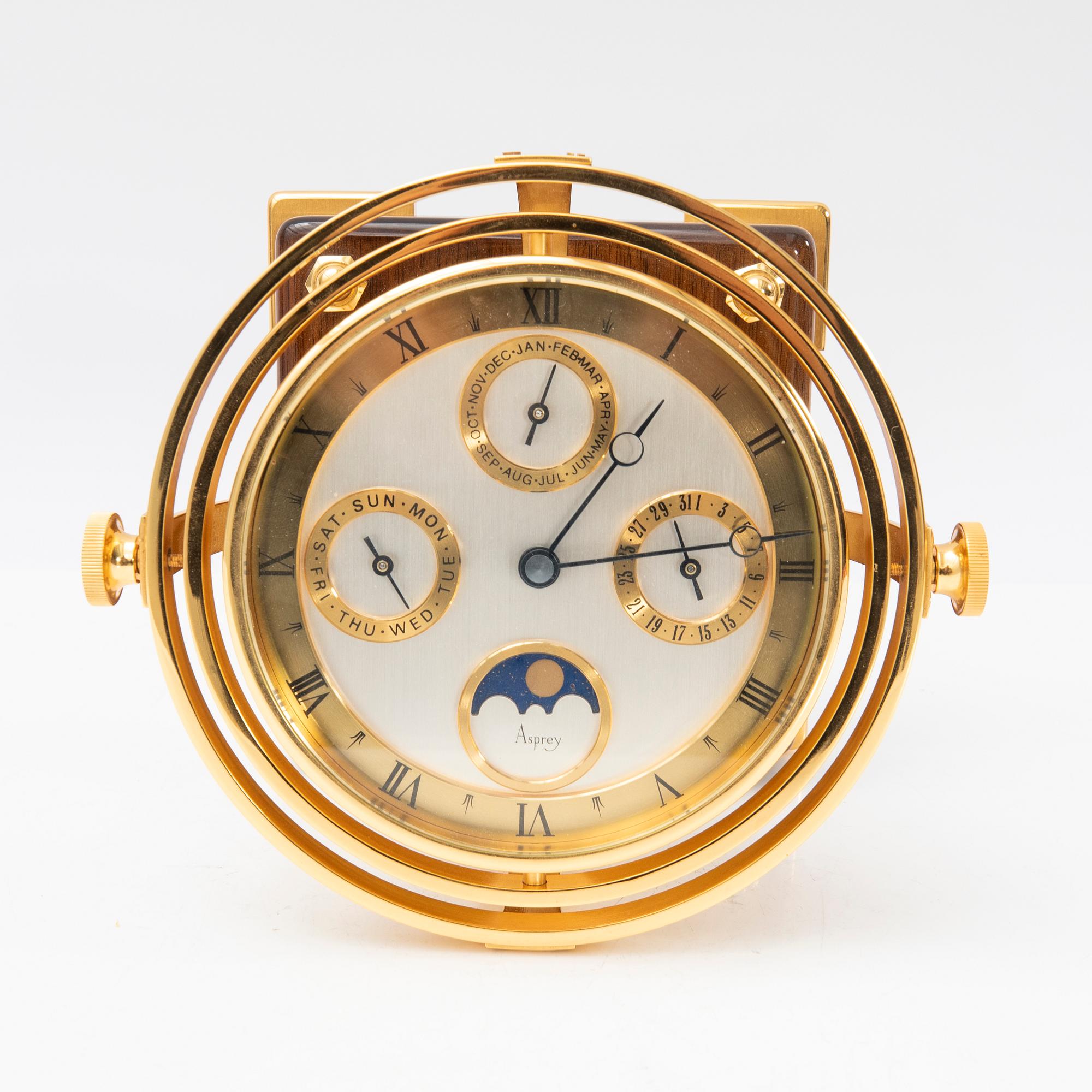 Asprey, calendar clock, late 20th century.