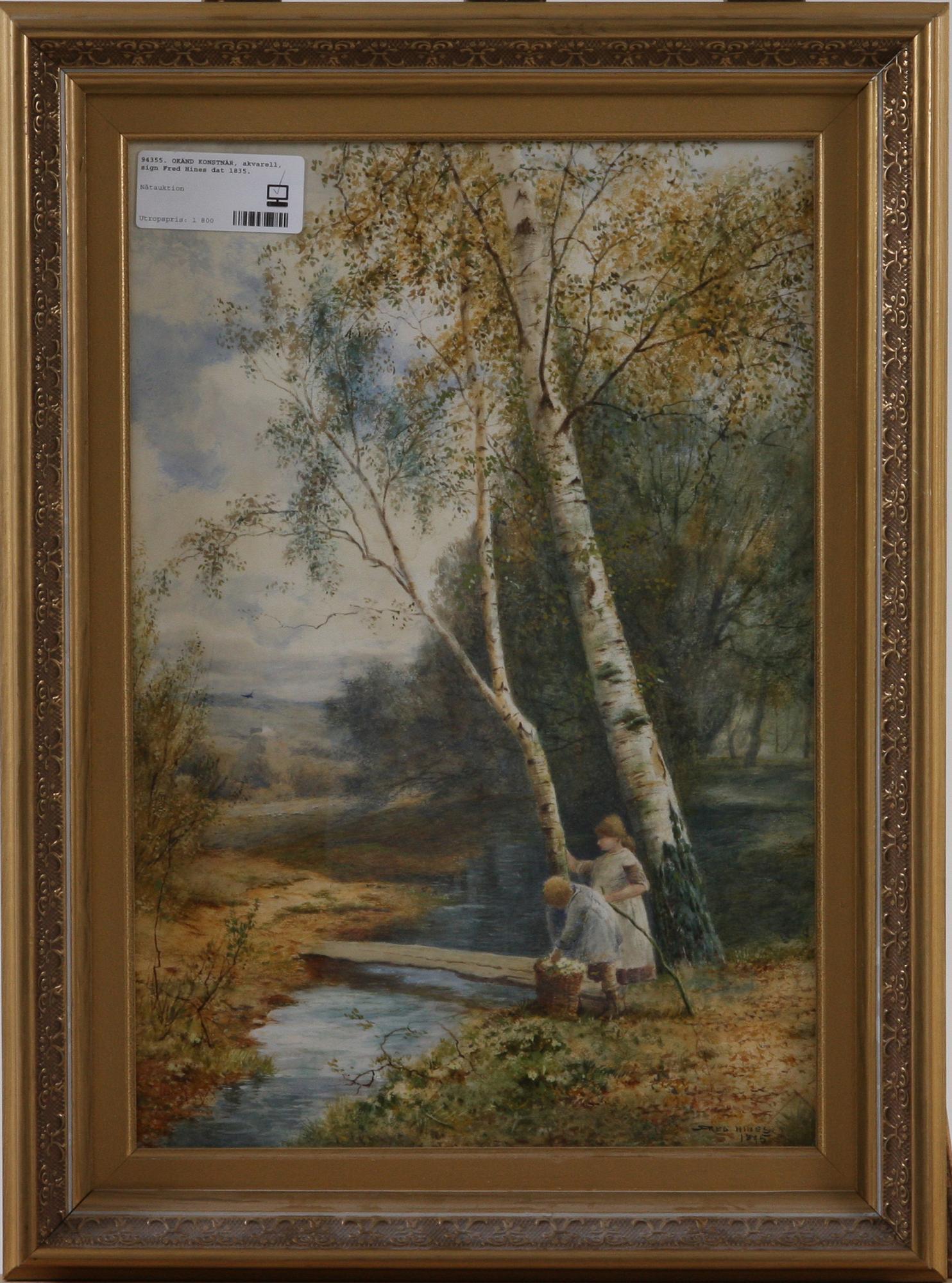 OKÄND KONSTNÄR, akvarell, sign Fred Hines dat 1835.