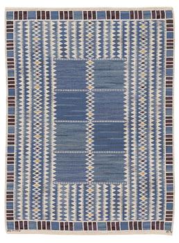 300. Barbro Nilsson, a carpet, 'Salerno blå', flat weave, c. 245 x 182 cm, signed AB MMF BN.
