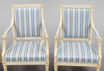 Four late 18th century Gustavian armchairs.