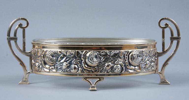 JARDINIERE, nysilver, jugend, A.F & Co, 1900-talets första hälft.