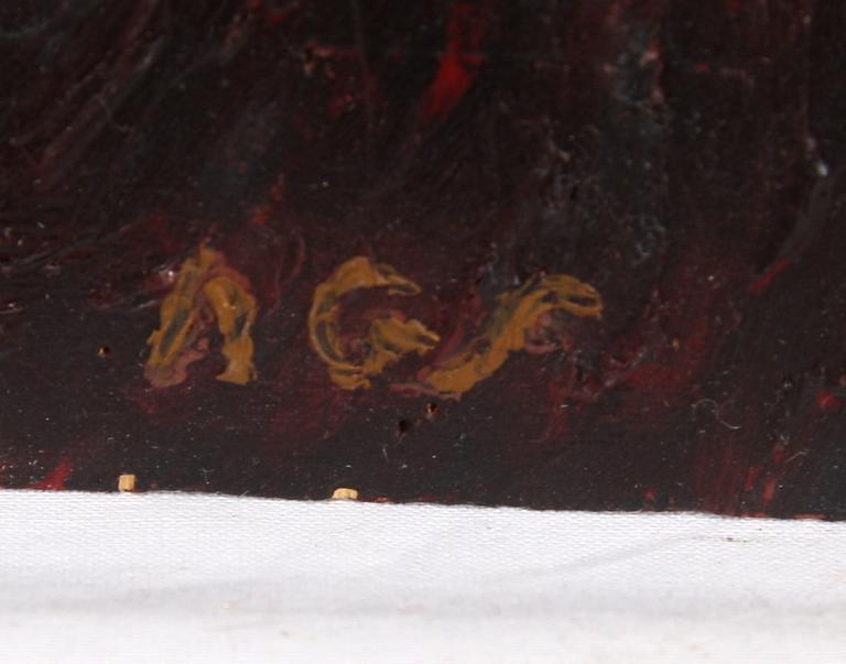 NILS G STENQVIST, olja på pannå. Monogramsign.