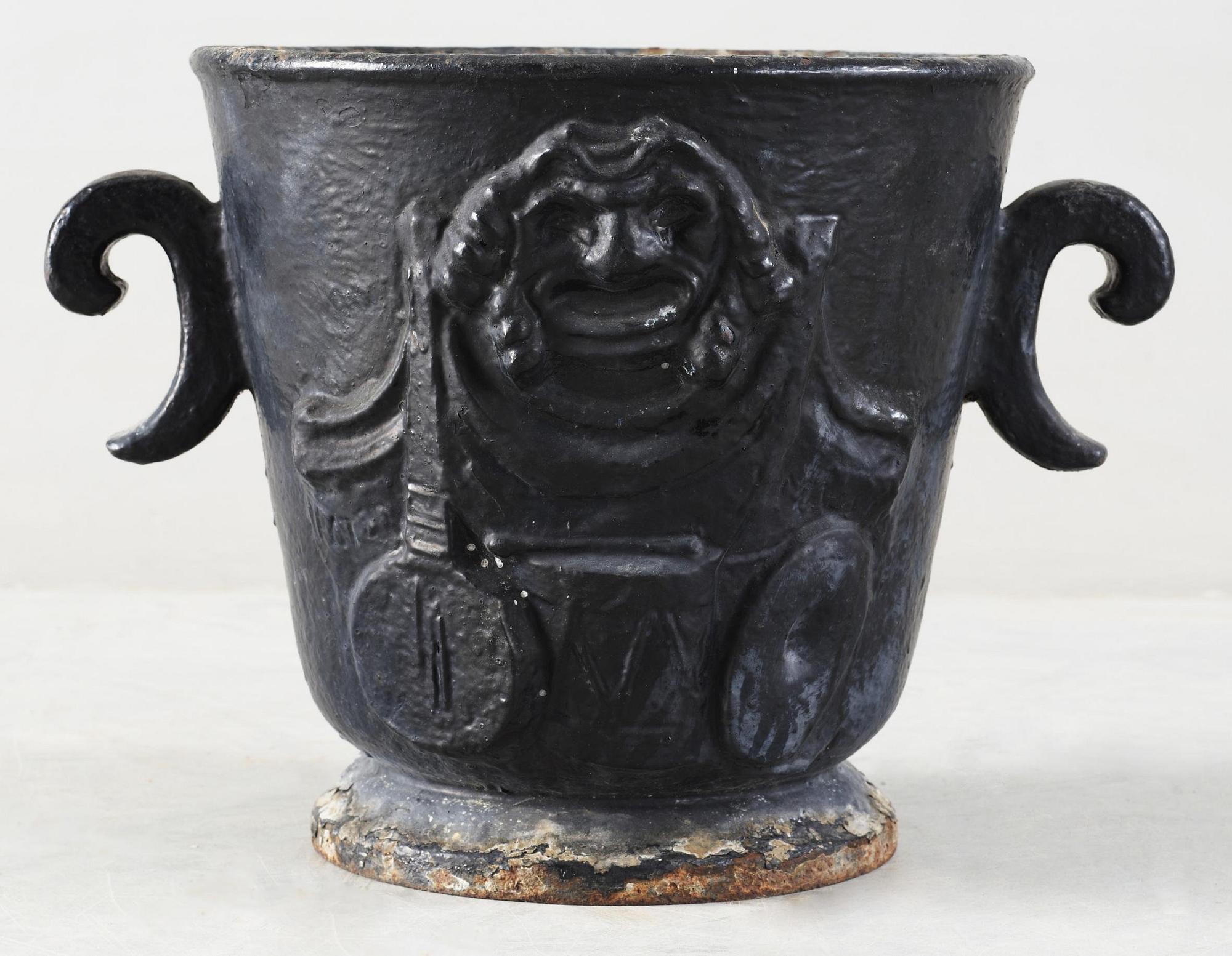A Swedish cast iron garden urn, 1920-30's.
