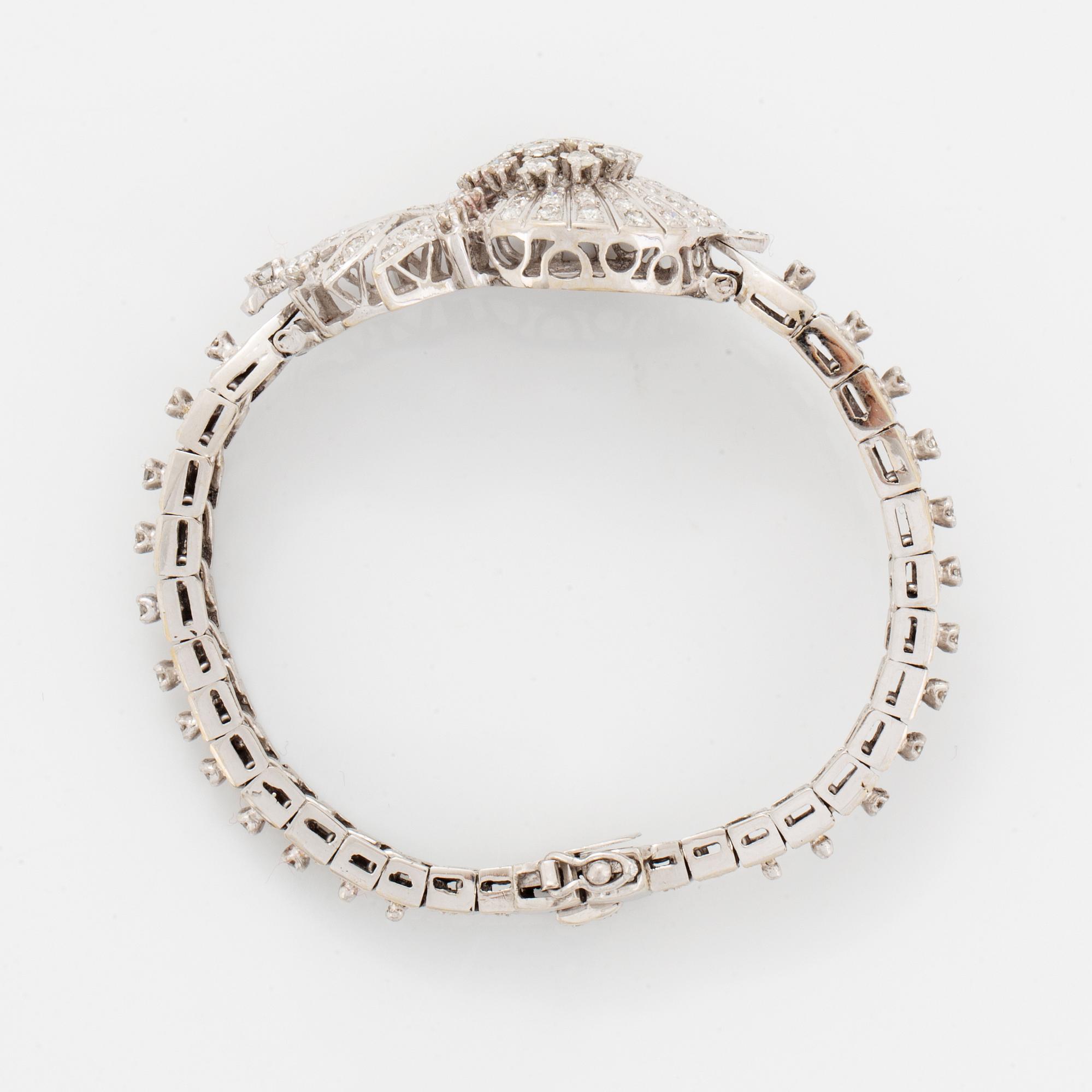 White gold and brilliant-cut diamond bracelet.