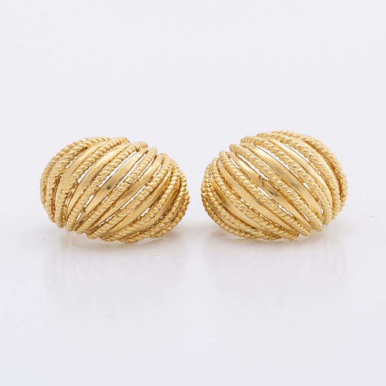 EARRINGS 18K gold, clip mechanism, 15,5 g.