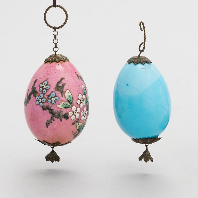 Two late 19th century Russian decorative eggs.