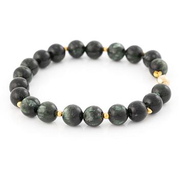 Bracelet, with dark green stones, clasp in 18K gold.