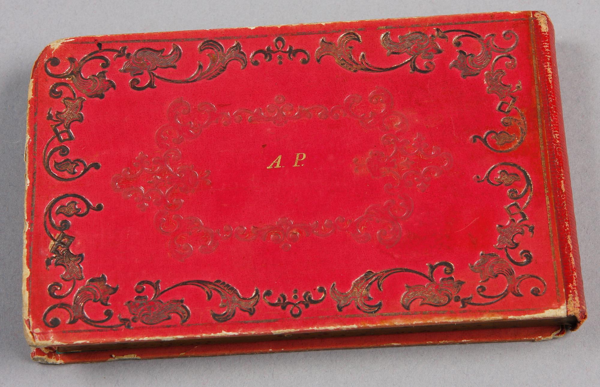 OKÄND KONSTNÄR, pastell, med tillhörande MINNESALBUM, 1800-talets mitt.