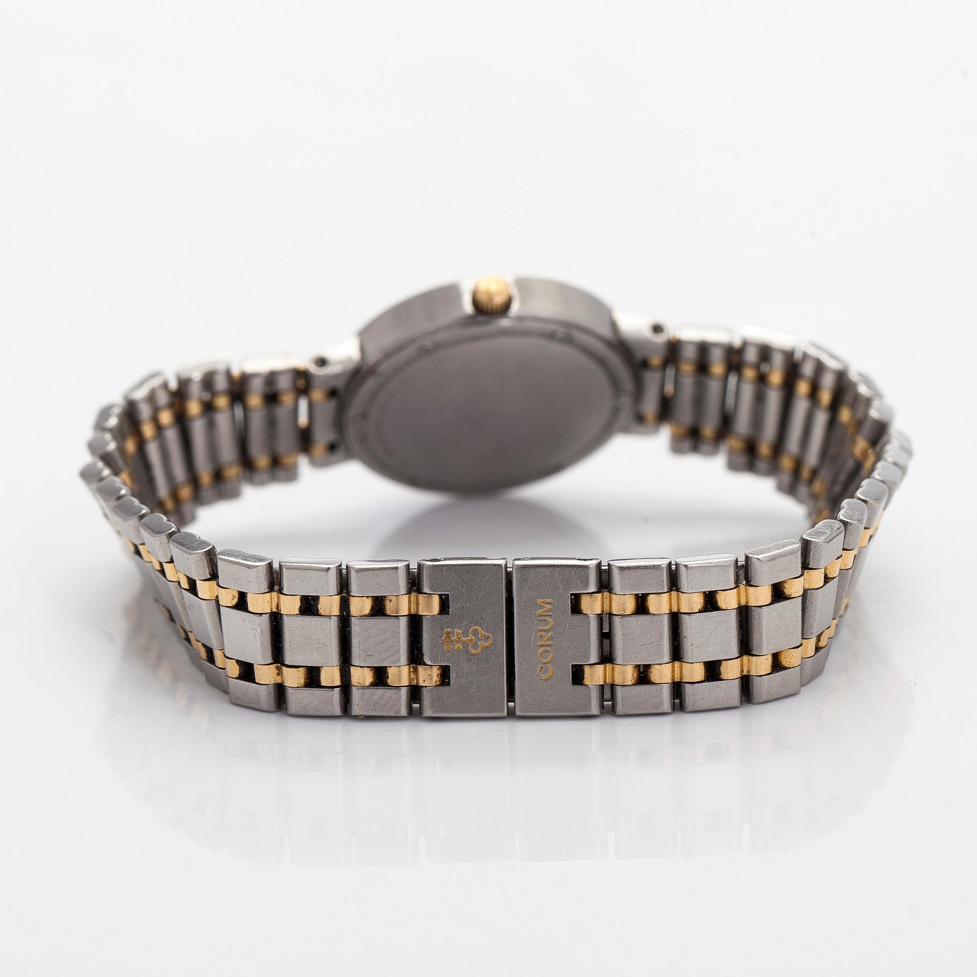 Corum, "Romulus", armbandsur, 24 mm, guld / stål, diamanter, quartz.