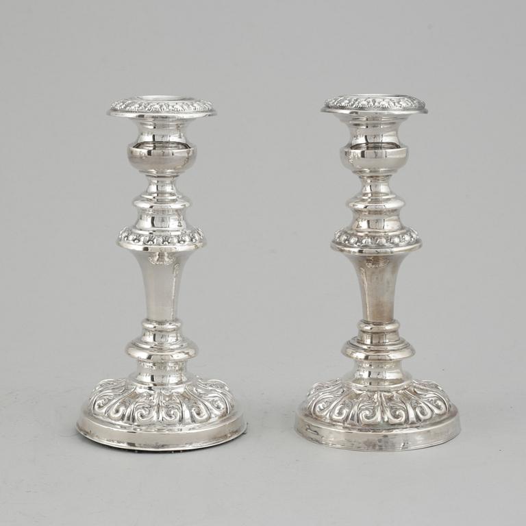 Carl Nyström, a pair of silver candlesticks, Stockholm 1843.