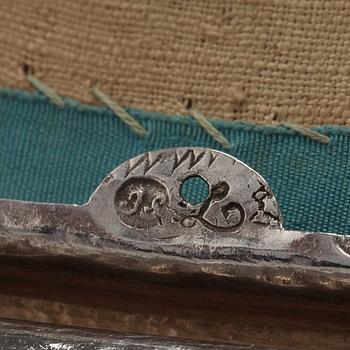 A Swedish 18th century 7 piece silver toilet service, mark of Johan Lorenz Starin, Stockholm 1736.