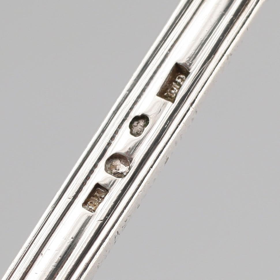 DESSERTSKEDAR, 6 st samt SÅSSLEV, silver, Gustaf Möllenborg, Stockholm 1901. Vikt ca 235 g.