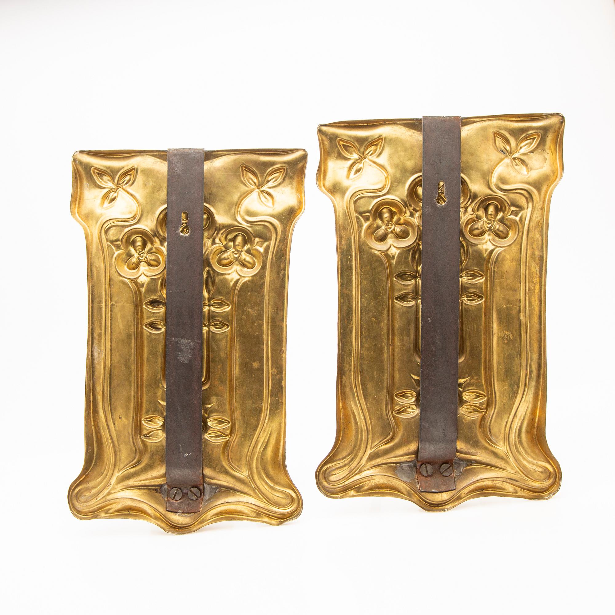 Wall sconces, a pair, Art Nouveau, circa 1900.