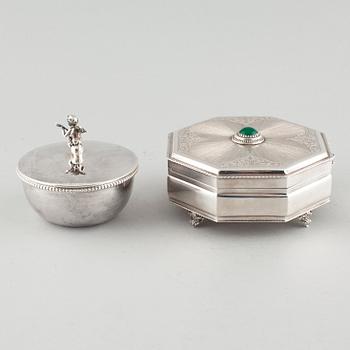 BOXES, 1+1, silver, totally approx 640 gram.