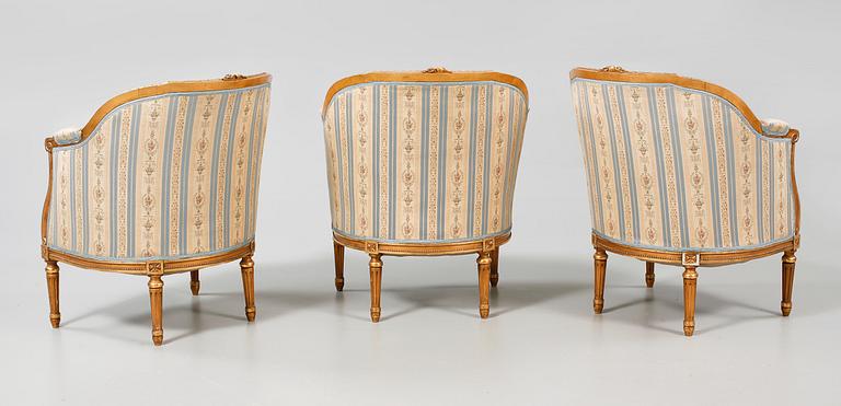 SALONGSGRUPP, 6 delar, gustaviansk stil, 1900-talets första hälft.