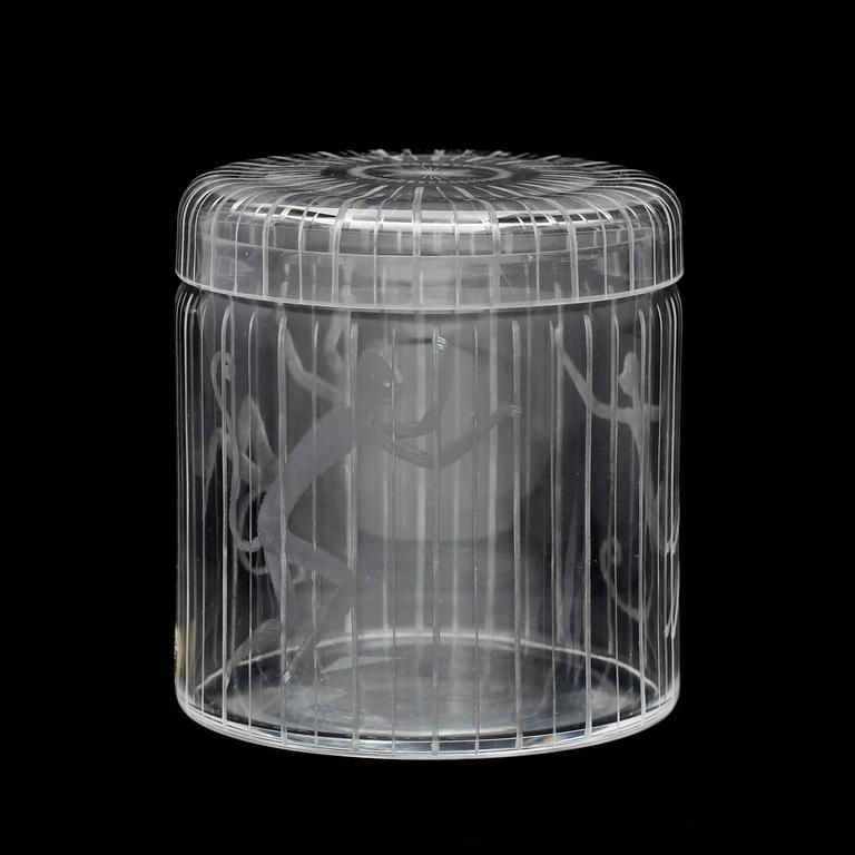 BURK MED LOCK, glas. Edward Hald, "Apburen", Orrefors, sign.