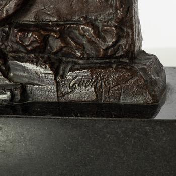 Gudmar Olovson, relief/skulptur. Signerad. Numrerad. Gjutarstämpel. Brons, total höjd 20 cm, längd 16 cm.