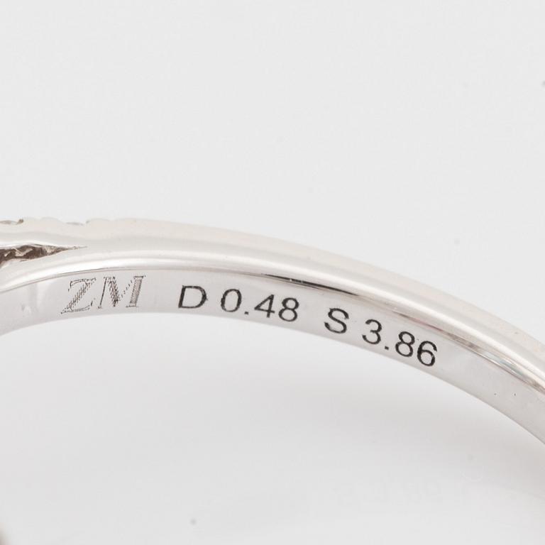 Ring, med blå topas, granat och briljantslipade diamanter.