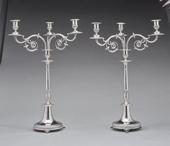 A pair of Swedish 19th century candelabra, mark of Johan-Petter Grönwall, Stockholm 1829-1830.