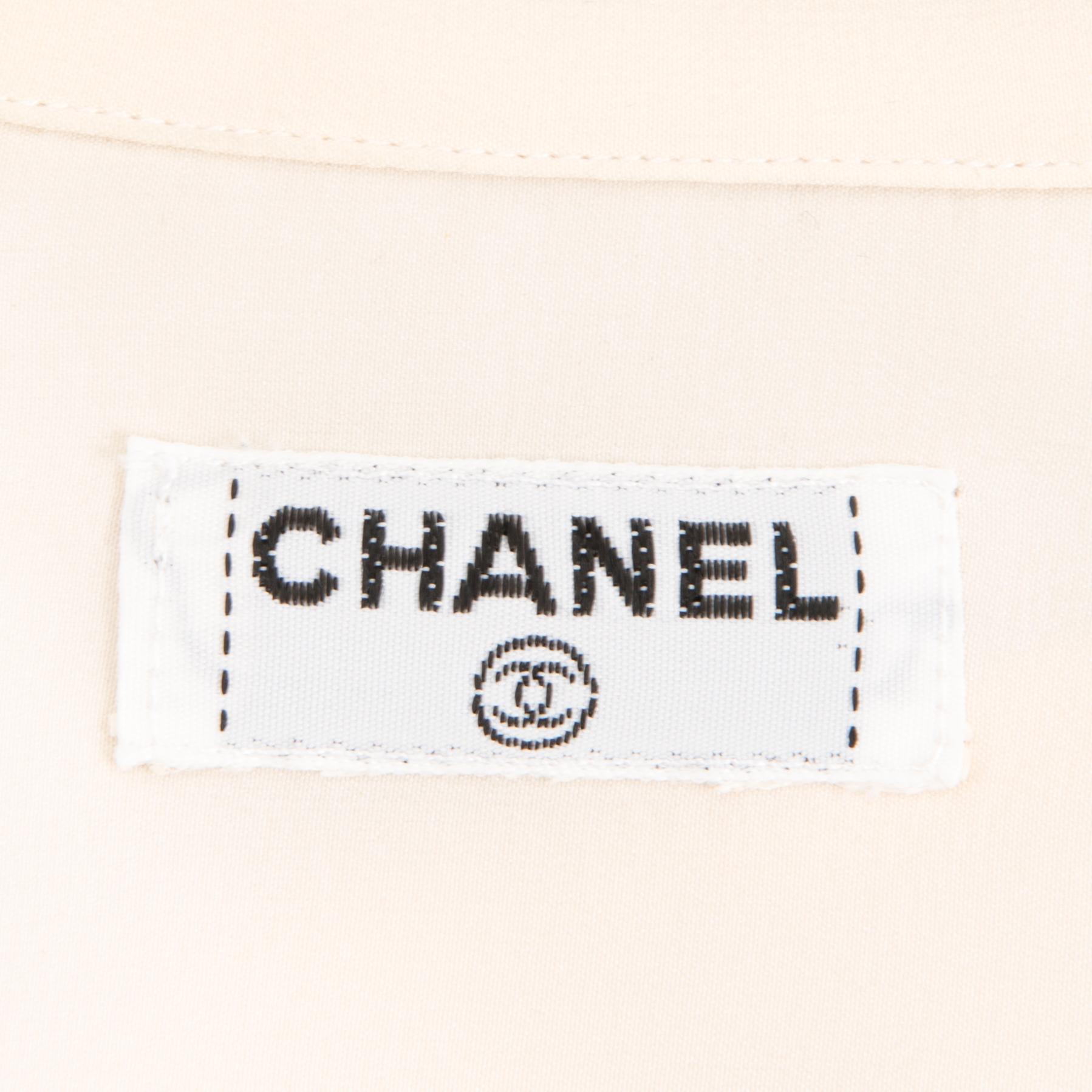 Two Chanel Crepe de Chine Cream Coloured Silk Blouses.