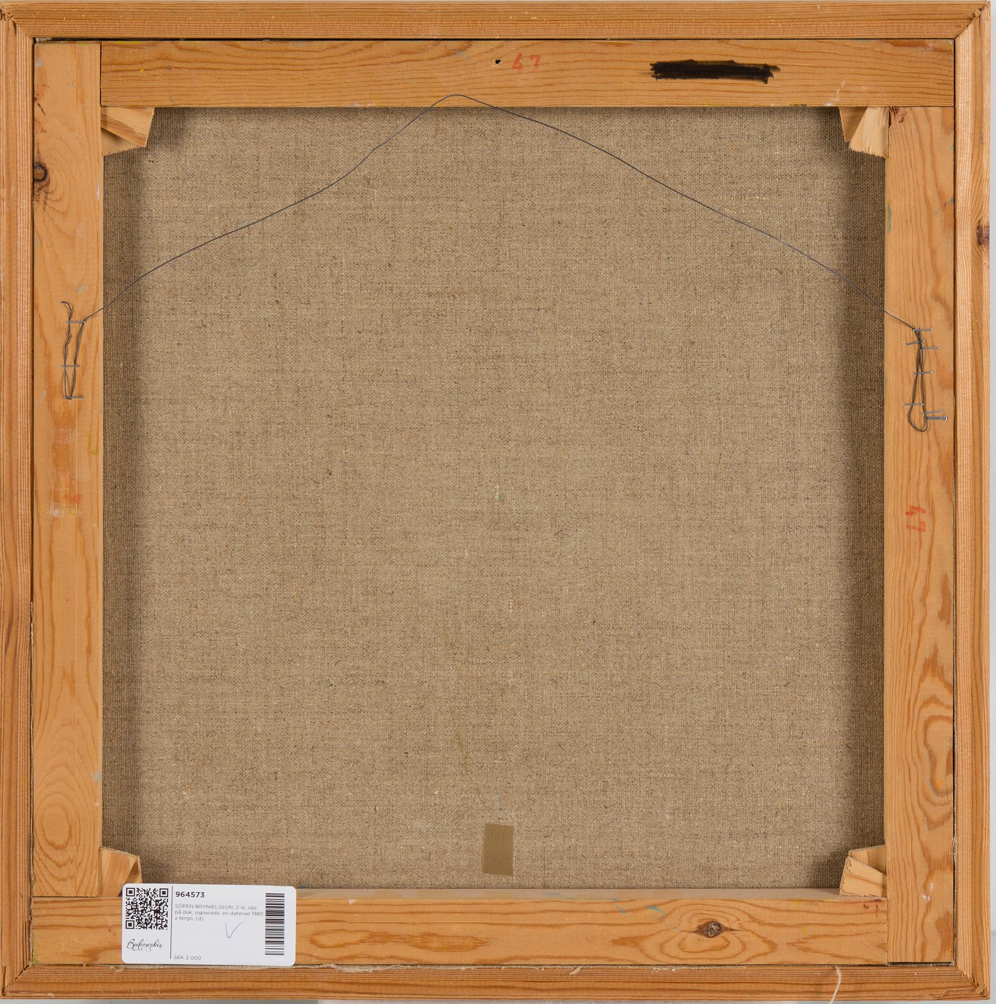 SÖREN BRYNIELSSON, 2 oil on canvas, signed, one dated 1980 on verso.