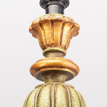 A pair of 20th century second half  wood table lamps from Paoletti, Firenze Italy.