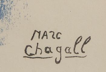 MARC CHAGALL, lithographe with color, "L'Ecuyère", Sorlier, Paris 1956, signed in the print.