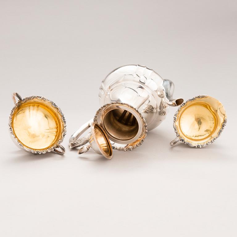 A 3-piece silver coffee set, Kultakeskus, Hämeenlinna 1980 and 1981.