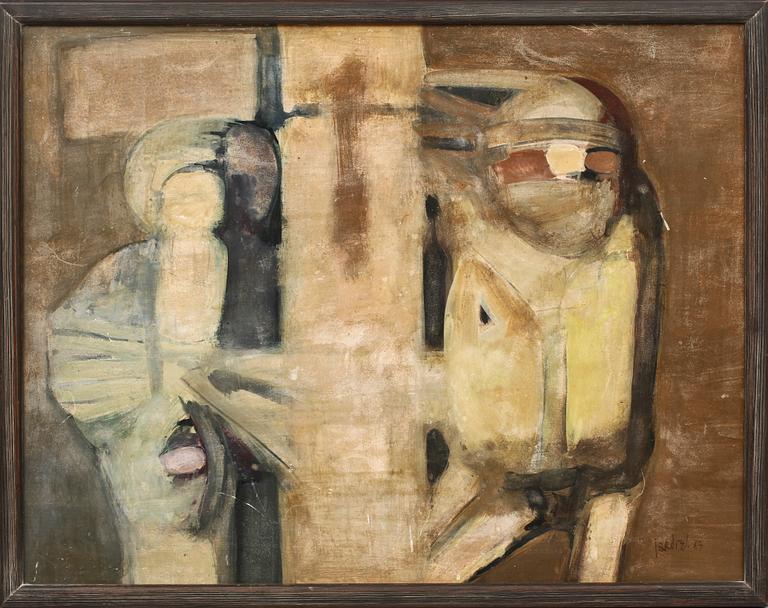 JOSÉ PAREDES JARDIEL, blandteknik på duk fästad på masonitpannå, sign och dat -63.