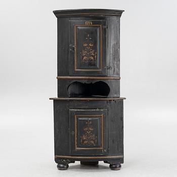 Corner cabinet, folk art, dated 1784.