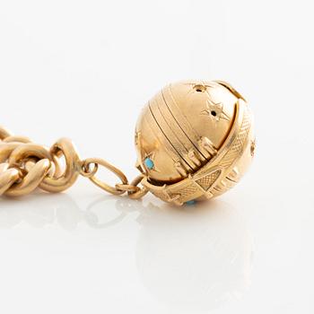 Bracelet, 18K gold with two large charms.