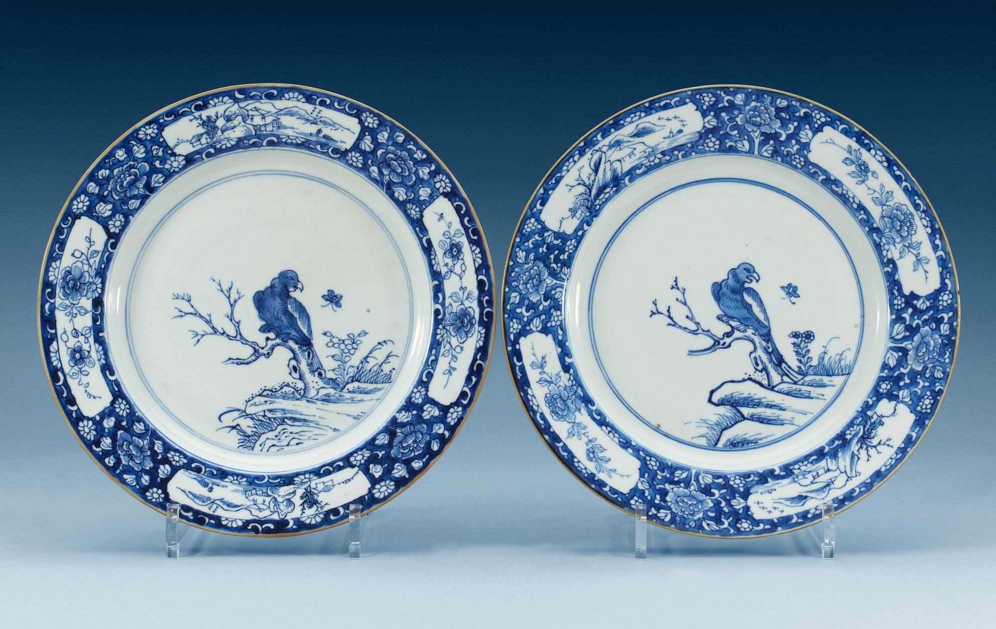 FAT, ett par, kompaniporslin. Qing dynastin, Qianlong (1736-95).