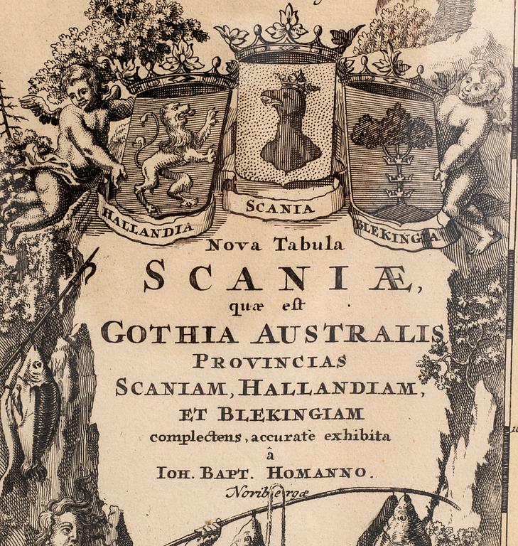 JOHANN BAPTIST HOMANN, map Scania, 18th centuru.