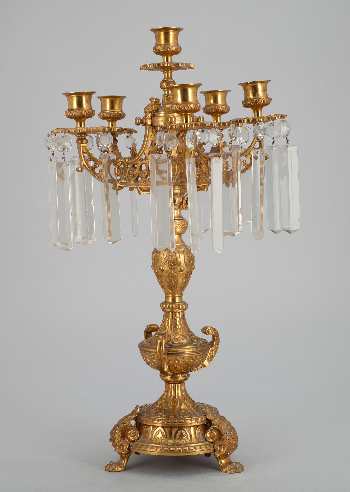 KANDELABER, förgylld brons, 1800-talets slut.