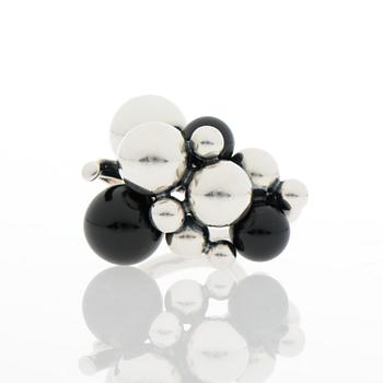 GEORG JENSEN, RING, "Moonlight grapes", silver, black agate.