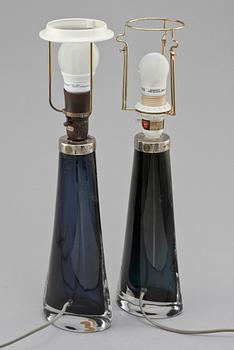BORDSLAMPOR, 2 st, Carl Fagerlund, Orrefors, 1900-talets fjärde kvartal.