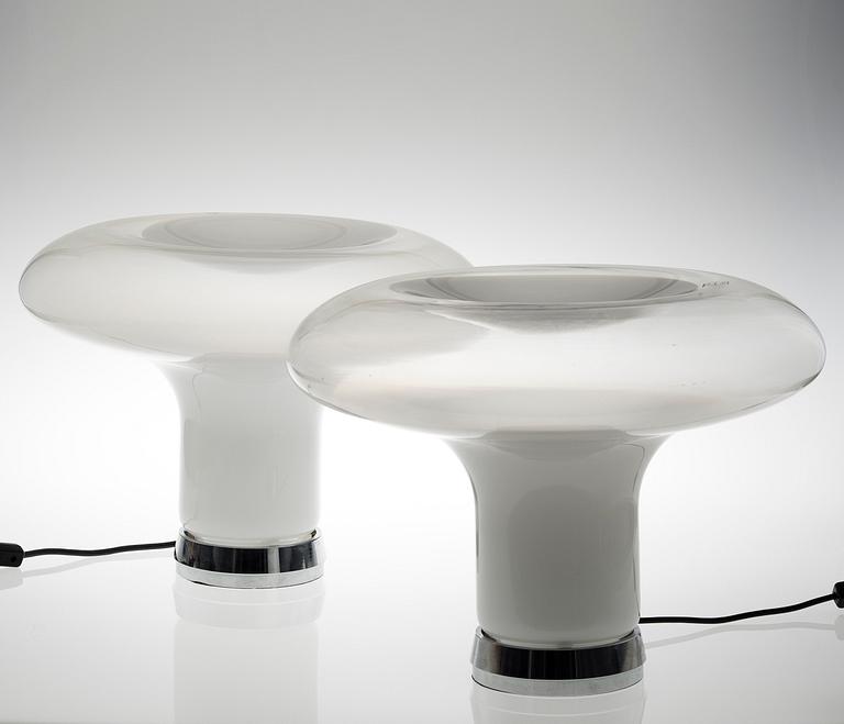 ANGELO MANGIAROTTI, A PAIR OF TABLE LAMPS, Lesbo. Designed in 1966-67 Labeled: Murano Vetri 048.