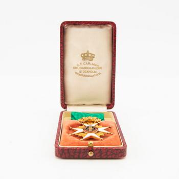 Vasaorden, Riddartecken, 18K guld och emalj, C. F. Carlman.