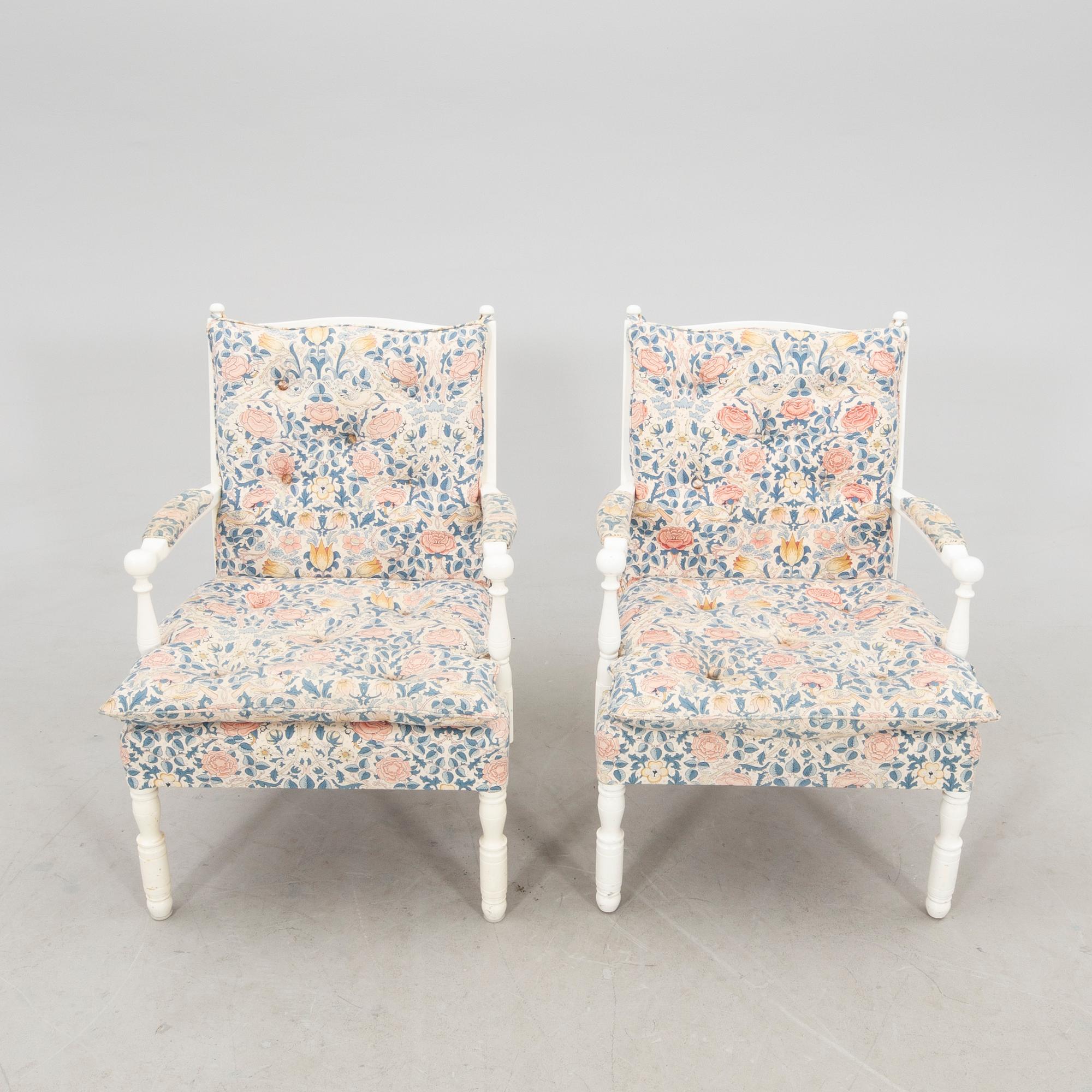 Armchairs, a pair in the Gripsholm model by Nordiska Kompaniet, second half of the 20th century.