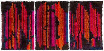 Oili Mäki, rya, triptyk, "Sibelius VII sinfoni", sannolikt unik, signerad Oili Mäki. À ca 215 x 140 cm.