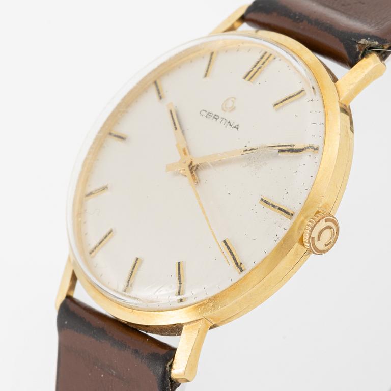 Certina, wristwatch, 18K gold, 34 mm.